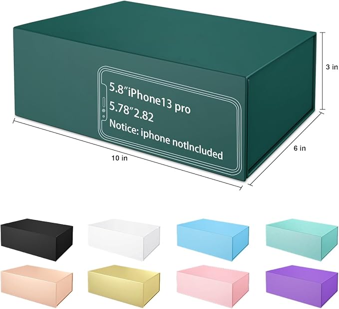 Green Gift Box 10" x 6" x 3" with Magnetic Closure Lid Gift Boxe for Presents,Bridesmaid Gifts Boxes,Cute Box,Birthday Box,Luxury for Gift Packaging, Magnetic Gift Boxe for Wrapping Gifts