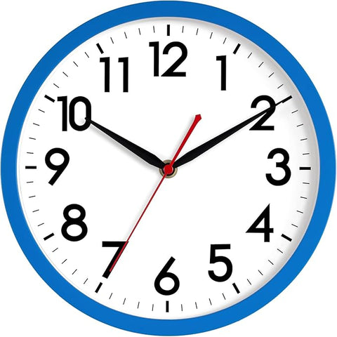 AKCISOT Wall Clock 10 Inch Silent Non-Ticking Modern Clocks Battery Operated - Analog Classic for Office, Home, Bathroom, Kitchen, Bedroom, School, Living Room(Blue)