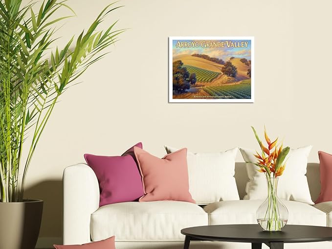 Arroyo Grande Valley Wineries - California Vineyards Wine Country Art by Kerne Erickson - Bamboo Fine Art 290gsm Paper Print (Unframed) 18x24in