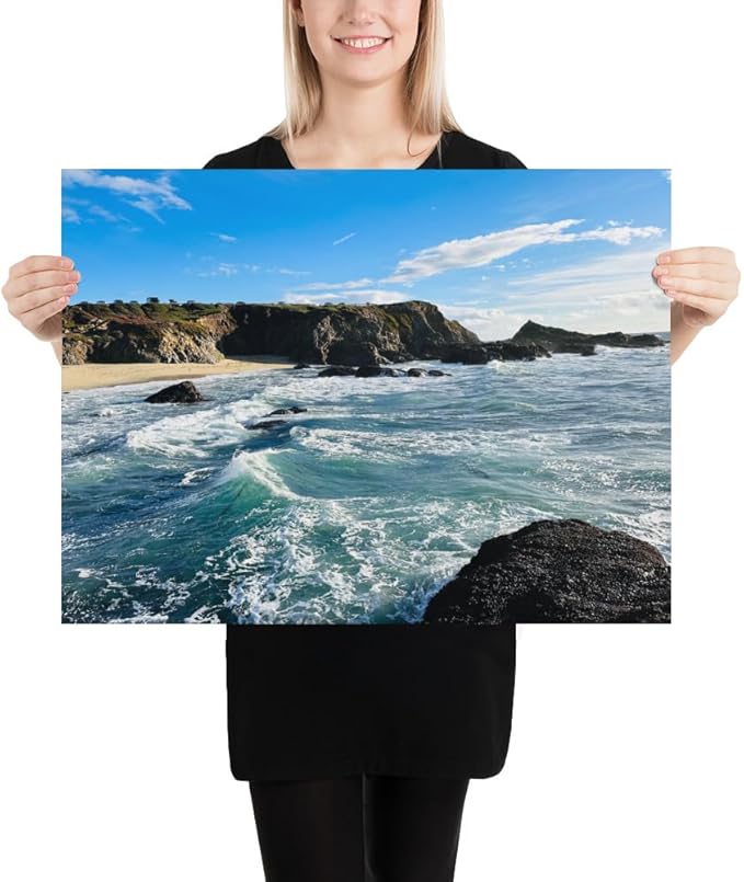 Bodega Bay Coastal Poster – Ocean Photography Wall Art Print – California Nature Landscape – Horizontal Seascape Decor – Picture for Living Room or Bedroom (18x24 inches) - Unframed Poster