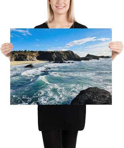 Bodega Bay Coastal Poster – Ocean Photography Wall Art Print – California Nature Landscape – Horizontal Seascape Decor – Picture for Living Room or Bedroom (18x24 inches) - Unframed Poster