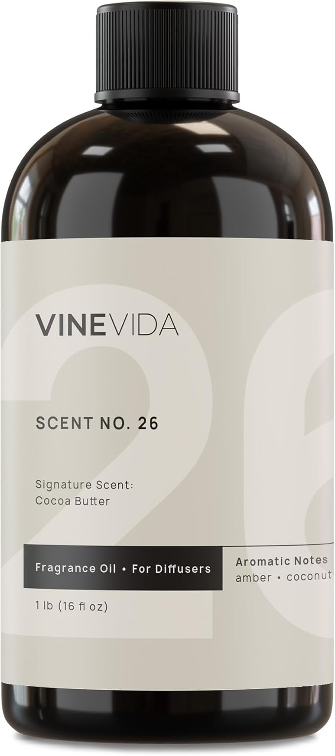 VINEVIDA [16 Fl Oz] Cocoa Butter Fragrance Oil for Cold Air Diffusers, Essential Oils for Diffuser Oil Refill & Air Freshener Room Spray