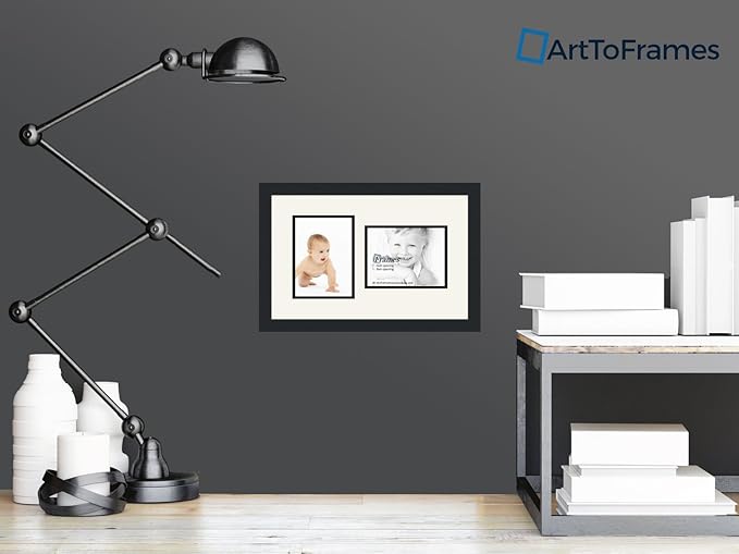 ArtToFrames Collage Photo Frame Double Mat with 2-6x8 Openings and Satin Black Frame