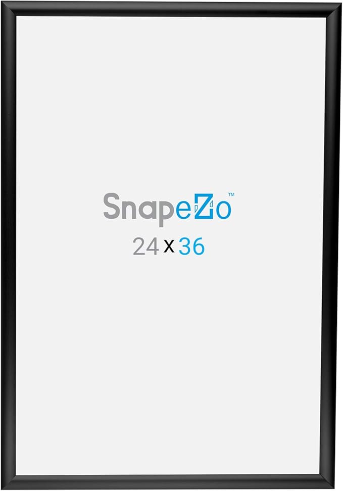 SnapeZo 2-Pack 24x36 Inches Black Poster Frames, Front-Loading Snap Frame, 1" Aluminum Profile, Wall Mounted