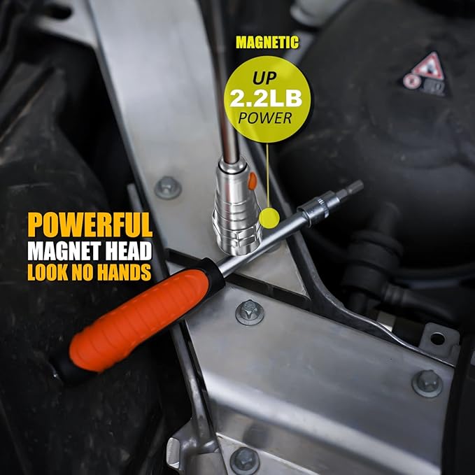Magnetic Pickup Tool Gifts for Men, Telescoping Magnet Flashlight, Gifts Idea & Gifts for Him, Mechanic, Tech, Handyman, Boyfriend, Birthday Gifts for Dad, Husband, Father, Black, Silver