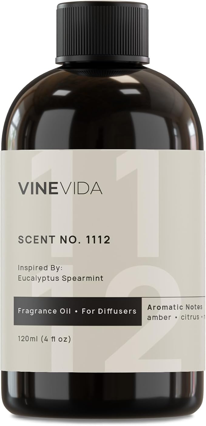 VINEVIDA [4 Fl Oz] Scent NO. 1112 Fragrance Oil for Cold Air Diffusers, Aromatic Notes of Amber Citrus Spearmint, Essential Oils for Diffuser Oil Refill & Air Freshener Room Spray