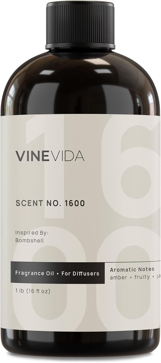 VINEVIDA [16 Fl Oz] Scent NO. 1600 Fragrance Oil for Cold Air Diffusers, Aromatic Notes of Amber Fruity Jasmine, Essential Oils for Diffuser Oil Refill & Air Freshener Room Spray