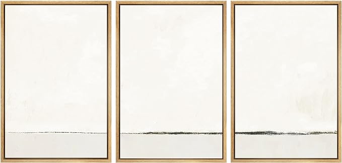 SIGNWIN Framed Canvas Print Wall Art Set Duotone Gray White Grunge Pastel Landscape Shapes Abstract Illustrations Modern Art Decorative Nordic Zen for Living Room, Bedroom, Office - 24"x36"x3 Natural