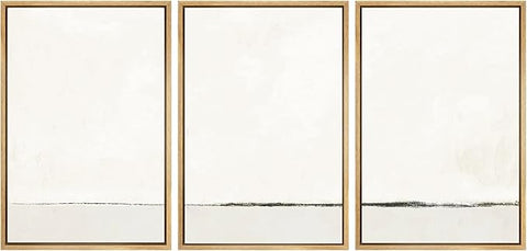 SIGNWIN Framed Canvas Print Wall Art Set Duotone Gray White Grunge Pastel Landscape Shapes Abstract Illustrations Modern Art Decorative Nordic Zen for Living Room, Bedroom, Office - 16"x24"x3 Natural