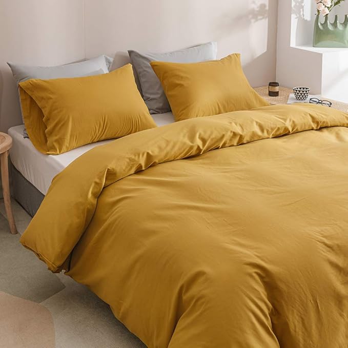Wellboo Mustard Yellow Comforter Sets California King Solid Ginger Bedding Comforters Women Men Plain Dark Yellow Quilts Modern Minimalist Gold Yellow Blankets Soft Vintage Bedroom Decor Aesthetic