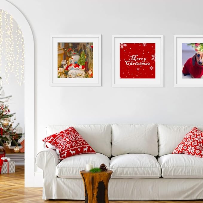 THREELOVE 14x14 Frame White, Display Picture 10x10 with mat or 14x14 Without mat, Photo Poster Picture Frame Wall Mounting Home Decor, 3 PCS
