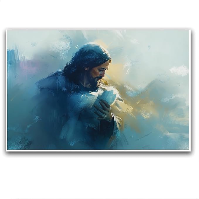 Christian Wall Art Print, Religious Scripture Biblical Decor, Faith-Based Inspirational Landscape with Cross, Digital Printed Canvas Poster for Church, Home Chapel, Prayer Room Decor