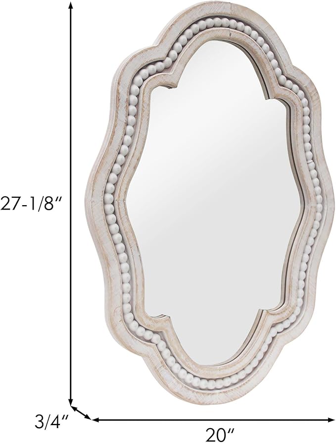 Decorative Mirror with Unique Designed, Vintage Mirror Enhance Home Style, Small Bathroom Mirrors, Stylish White Trim Wood Wall Mirrors, Ideal for Bathroom, Entryway, Bedroom