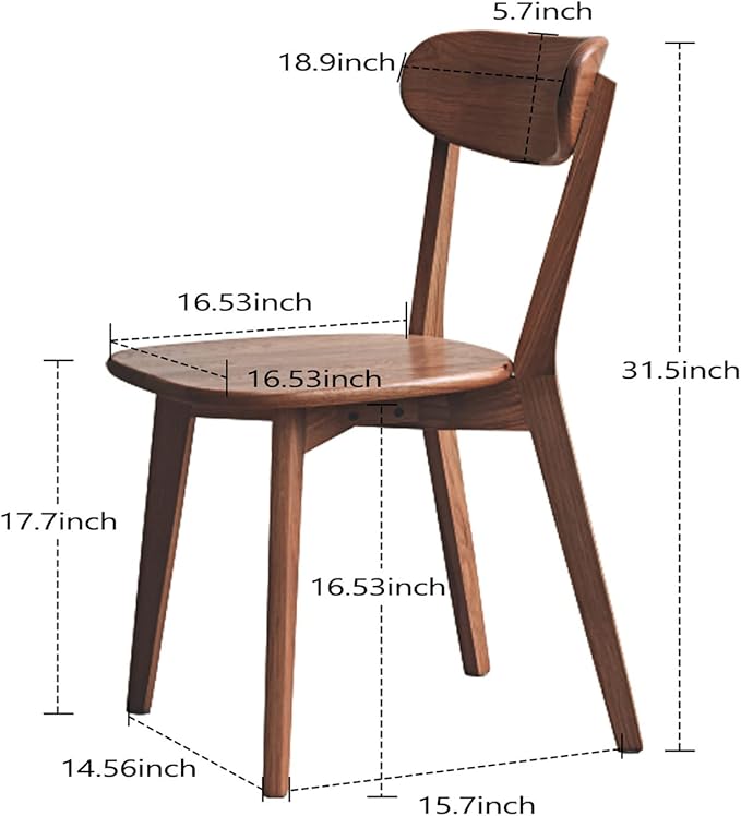 100% Solid Oak Wood Dining Room Chairs - Practical Kitchen Chairs - Wood Chair for Dining Room, Kitchen (1, Walnut)