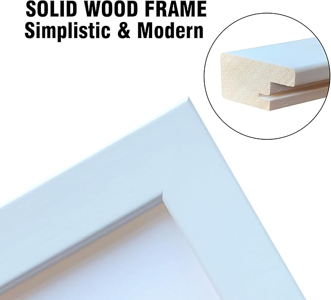 11x14 Picture Frame Set of 4 Made of Solid Wood Photo Frames with Real Glass for Pictures 8x10 with Mat or 11x14 Without Mat, Wall Mounting or Tabletop display Photo Frames in White