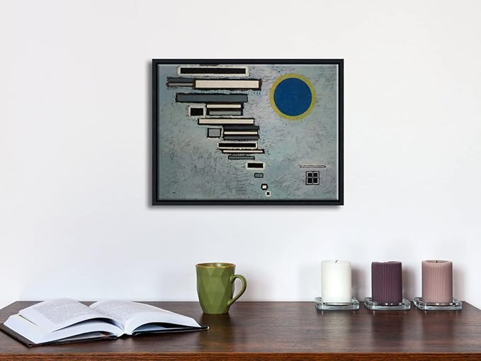 Wieco Art Framed Canvas Wall Art Wassily Kandinsky Unequal 1932 Picture Print of Famous Abstract Paintings Reproduction Canvas Prints for Home Decor Office decorationsand