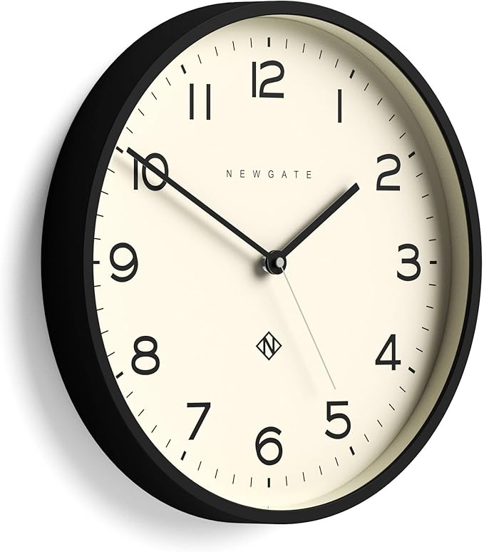 NEWGATE® Number Three Echo Wall Clock | Modern Round Clock | 14.5 inch | Black | Easy to Read Numbers | Ideal for Kitchen, Living Room or Office