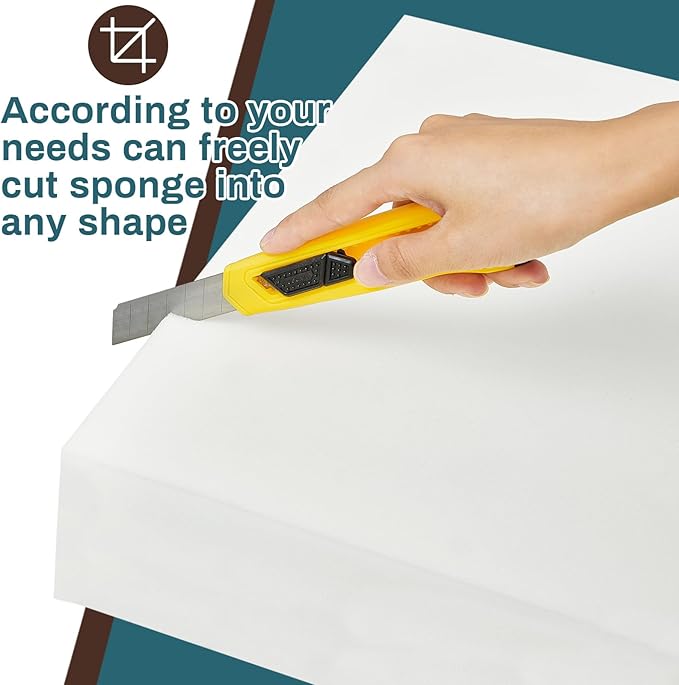 Frienda 2 Pack 5" x 24" x 24"Upholstery High Density Foam Cushion Replacement Square Cut to Size Foam Couch for Chair Couches Padding Shipping Packing DIY Cosplay Projects