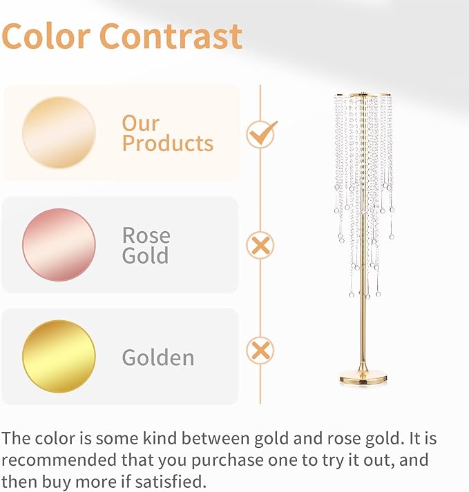 NUPTIO Gold Vases for Centerpieces Wedding - 10 Pcs 39.4in Tall Vase Chandelier Centerpiece for Tables - Flower Stand Bulk for Weddings