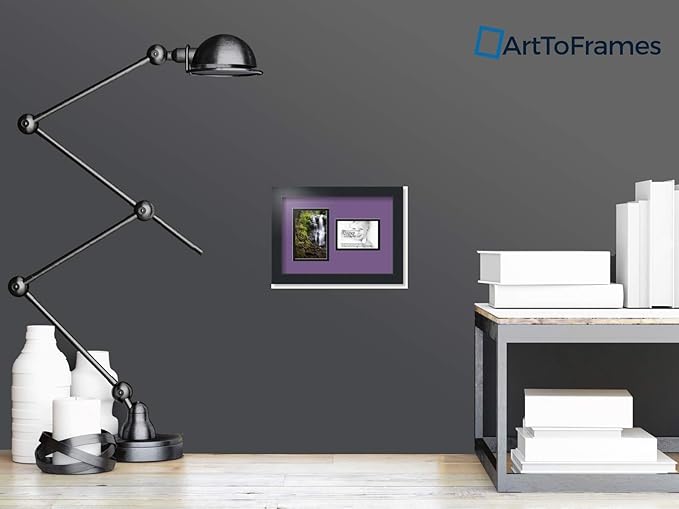 ArtToFrames Collage Photo Frame Double Mat with 1 - 3.5x5^ 4x6 Openings and Satin Black Frame