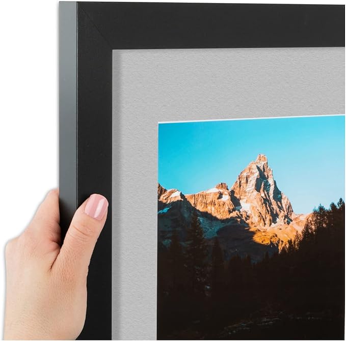 Art to Frames Double-Multimat-106-88/89-FRBW26079 Collage Photo Frame Double Mat with 2 - 5x7 Openings and Satin Black Frame