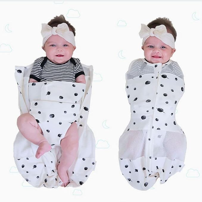 Happiest Baby Sleepea 5-Second Swaddle - 100% Organic Cotton Baby Swaddle Blanket - Doctor Designed Promotes Healthy Hip Development (Rose Stars, Large)