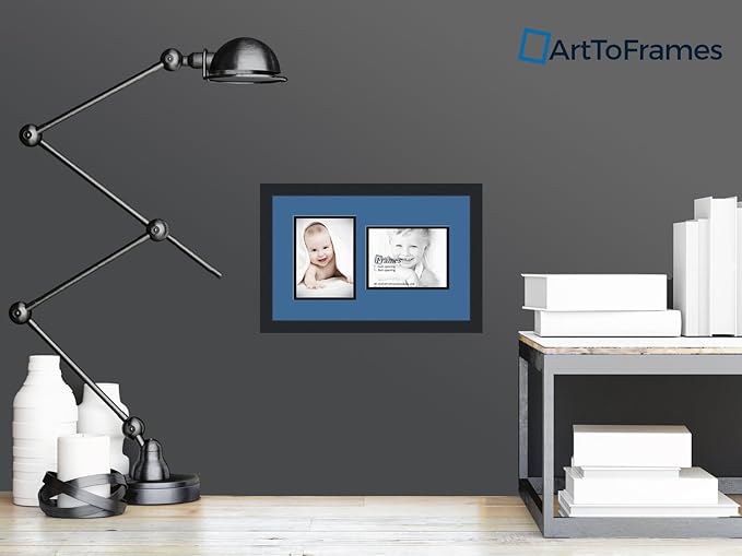 ArtToFrames Collage Photo Frame Double Mat with 2-6x8 Openings and Satin Black Frame