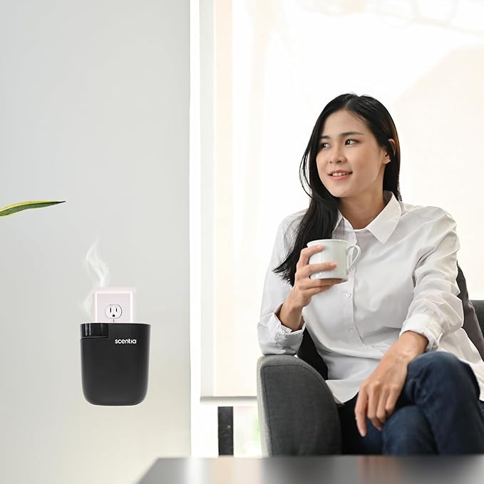 Smart Plug-in Diffuser with App Control | Waterless Cold Air Diffuser | W Hotel-Inspired Scent Included | 500 Sq. Ft. Coverage | Mother's Day & Housewarming Gift | Black