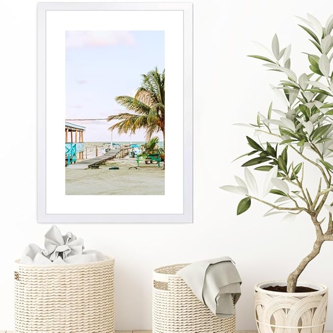 THREELOVE 20x30 Frame, Perfect for 16x26 inch Photo with Mat, White Wood Poster Frame Wall Mounting Gallery Wall Art Home Decor Picture Frame, 3 PCS