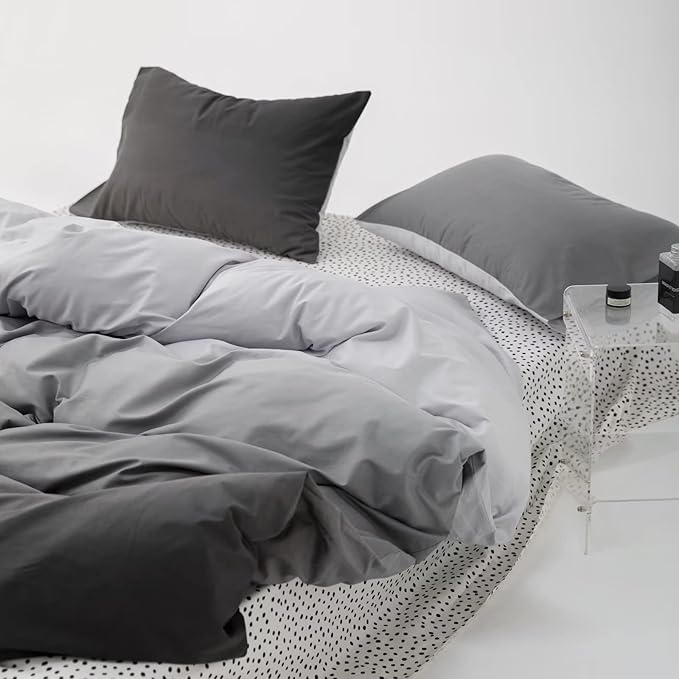 Luxlovery Grey and Black Gradient Comforter Set King Dark Grey Bedding Set Men Women Minimalist Bedding Set Soft Breathable Blanket Quilts Modern Gradient Comforter Set