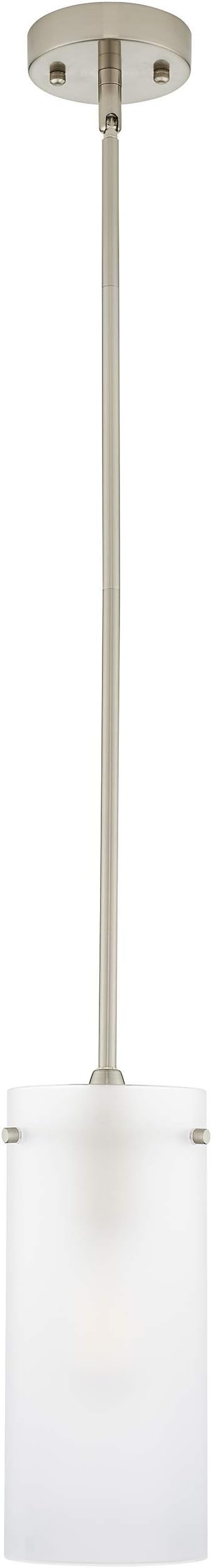 Linea di Liara Effimero Modern Brushed Nickel Pendant Light Fixtures Over Kitchen Island Sink Lighting Ceiling Hanging Farmhouse Mini Metal Industrial Pendant Lighting Large Frosted Glass Shade