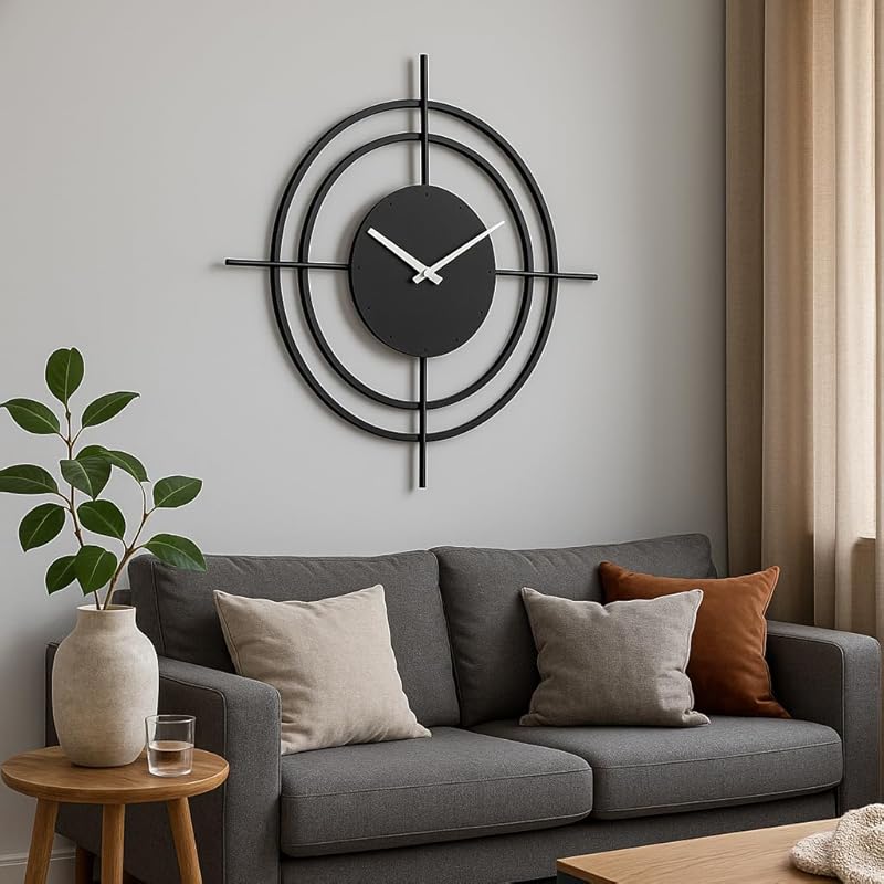 Metal Large Wall Clock, Rustic Wall Clock, Oversized Farmhouse Wall Clock, Modern Minimalist Round Wall Clock, Industrial Wall Art Decorative (White, 28 Inch / 70 cm)