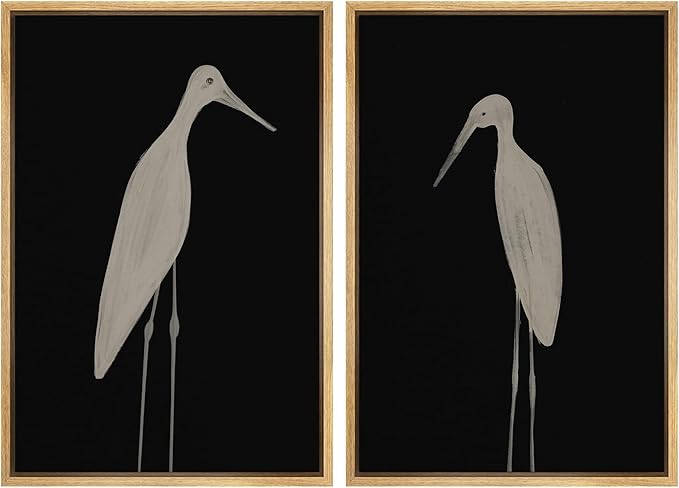 MUDECOR Framed Canvas Print Wall Art Minimalist Crane Silhouettes Illustrations Modern Art Decorative Bohemian Colorful for Living Room, Bedroom, Office - 24"x36"x2 Natural