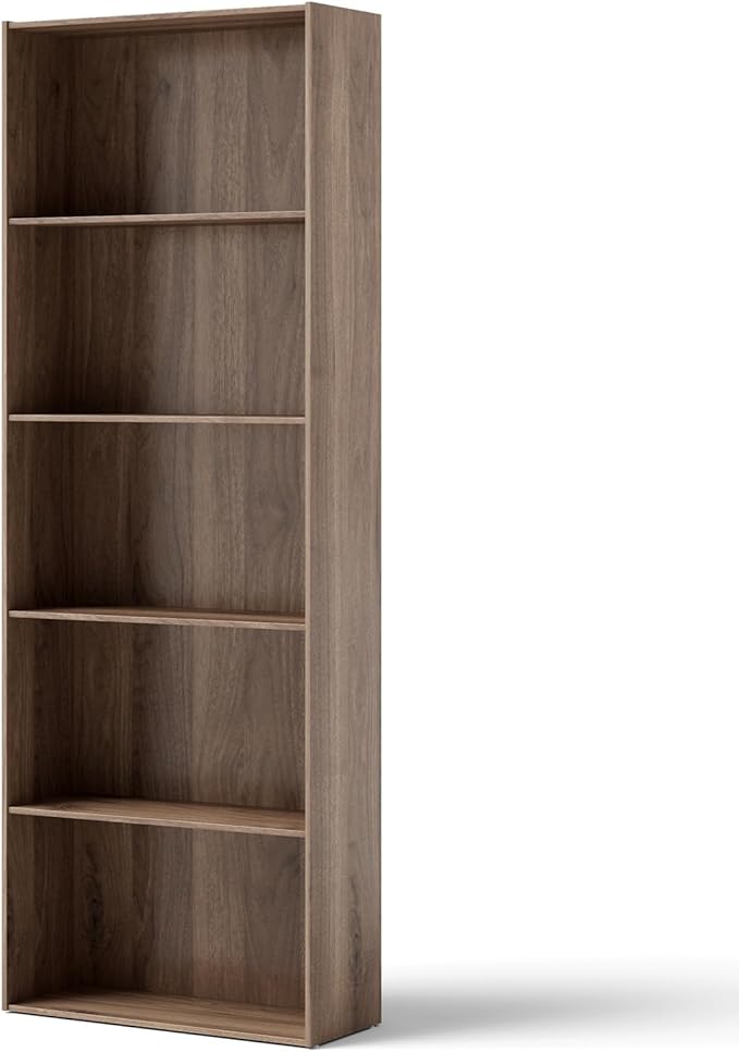 Tangkula 5-Tier Bookcase, 67” Tall Freestanding Bookshelf with 5 Open Shelves, Anti-Toppling Kits, Floor Display Storage Organizer for Living Room, Study, Kitchen, Home & Office (Rustic Brown, 67" H)