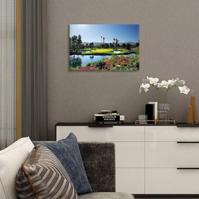 chenchenArt Indian Wells Golf Course Wall Art Picture Golf Course Poster Wall Decor for Living Room Bedroom Home Decorations Golf Artwork Canvas Prints Framed Ready to Hang(28''H x 44''W)