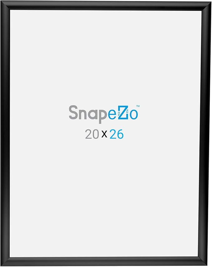 SnapeZo Poster Frame 20x26 Inches, Black 1 Inch Aluminum Profile, Front-Loading Snap Frame, Wall Mounting, Sleek Series