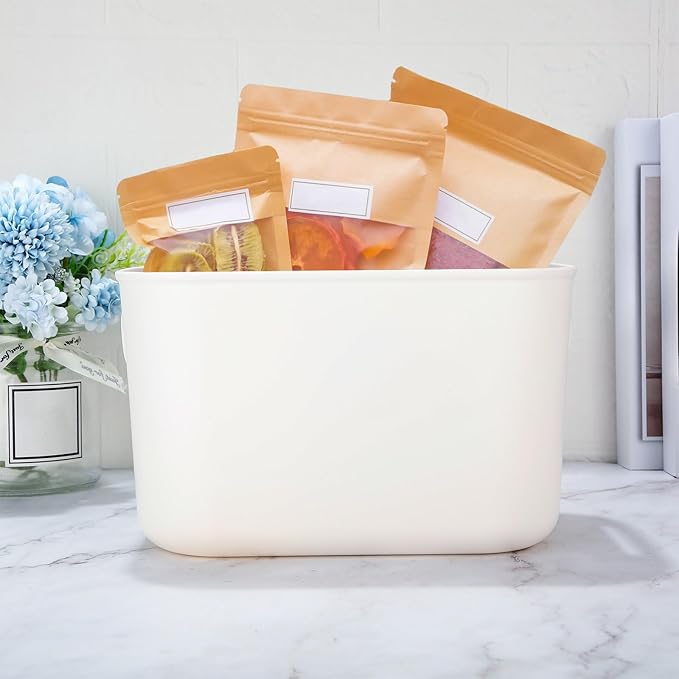 Zopeal Plastic Storage Bins 10 Pcs White Pantry Organizer Bins Small Baskets Storage Containers for Home Kitchen (10 x 7 x 6 Inch)