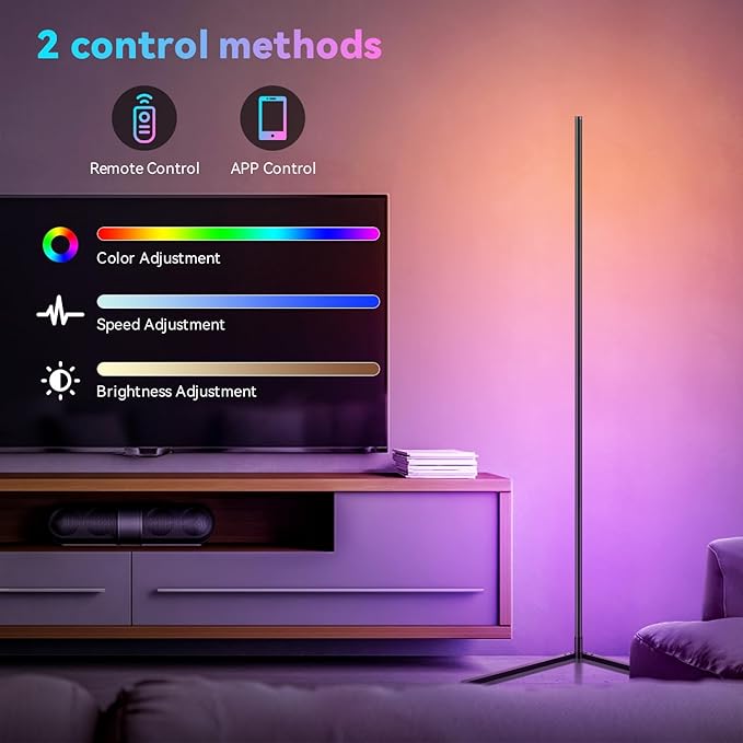Corner Lamp, LED Corner Floor Lamp, Ambient Lighting Smart Lights with APP and Remote Control, 20 Million Colors & 800+ Modes, Music Sync Led Lights for Bedrooms, Living Rooms and Gaming Rooms