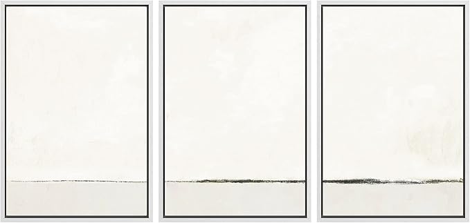 SIGNWIN Framed Canvas Print Wall Art Set Duotone Gray White Grunge Pastel Landscape Shapes Abstract Illustrations Modern Art Decorative Nordic Zen for Living Room, Bedroom, Office - 24"x36"x3 White