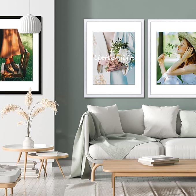 THREELOVE 18x24 Frame White, Display 16x20 Picture with Mat or 18x24 Without Mat, Photo Poster Frame Wall Mounting, Set of 3