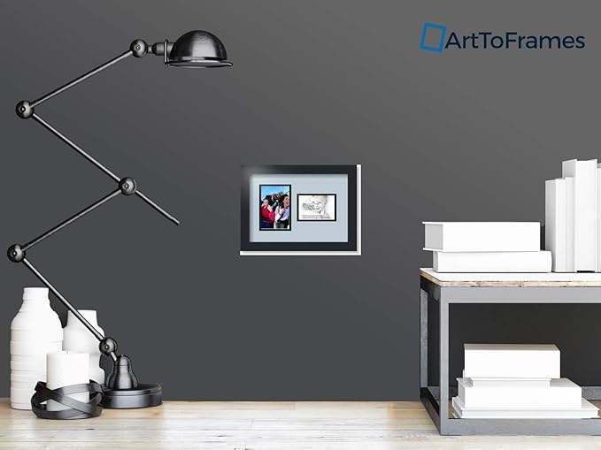 ArtToFrames Collage Photo Frame Double Mat with 1 - 3.5x5^ 4x6 Openings and Satin Black Frame