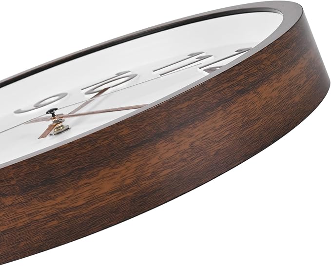 Wood Grain Wall Clock 12 Inch Silent Non-Ticking Modern Wall Clocks Battery Operated for Living Room Kitchen Bedroom Office Home Decor
