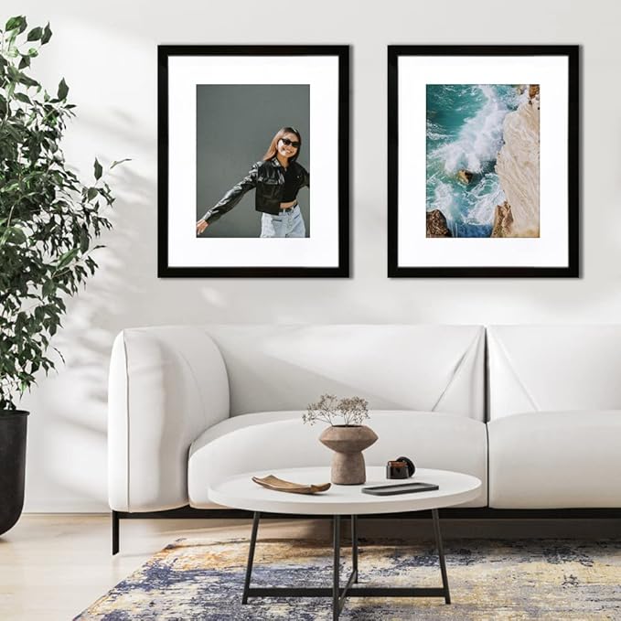 THREELOVE 22x28 Frame Black, Display Picture 18x24 with mat or 22x28 Without mat, Photo Poster Picture Frame Wall Mounting Home Decor, 1-PCS