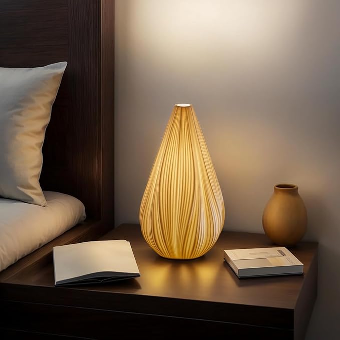 RONDURE 12.5" Modern Ceramic Table Lamp, Modern Bedside Lamps for Bedroom, Living Room and Nightstand, White Translucent Ceramic Shade, Warm Ambient Lighting, Home Decor