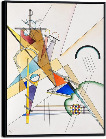 Wieco Art Large Framed Canvas Wall Art Gewebe 1923 by Wassily Kandinsky Classic Abstract Famous Paintings Reproductions for Home Decoration Office decorationsand