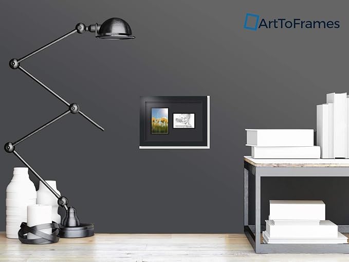 ArtToFrames Collage Photo Frame Double Mat with 1 - 3.5x5^ 4x6 Openings and Satin Black Frame
