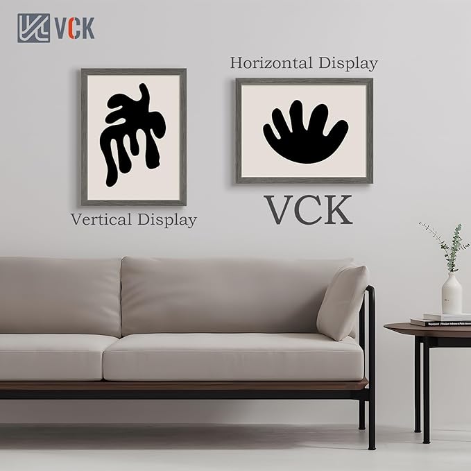 VCK 18x24 Frame Set of 5, Gray Solid Wood Poster Picture Frame, Exclusive Wood Grain, Wall Gallery Frame