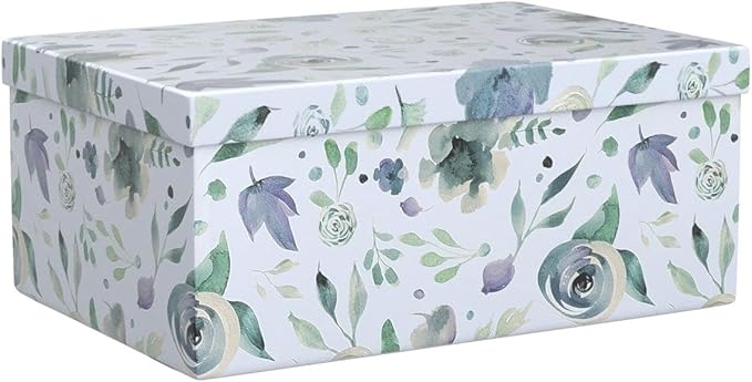 Soul & Lane Decorative Cardboard Storage Boxes with Lids for Home Decor and Organizing, Set of 3 Large Keepsake Boxes for Memories & Gifts, Nesting Floral Photo Storage Containers, Handpicked Bouquet