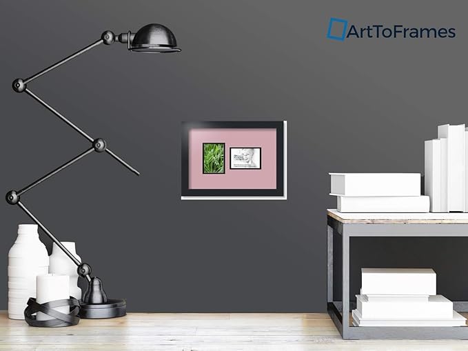 ArtToFrames Collage Photo Frame Double Mat with 2-3.5x5 Openings with Satin Black Frame and Seashell mat.