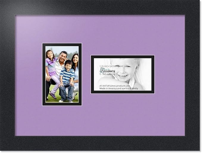 ArtToFrames Double-Multimat-774-805/89-FRBW26079 Collage Photo Frame Double Mat with 2-3x5 Openings and Satin Black Frame